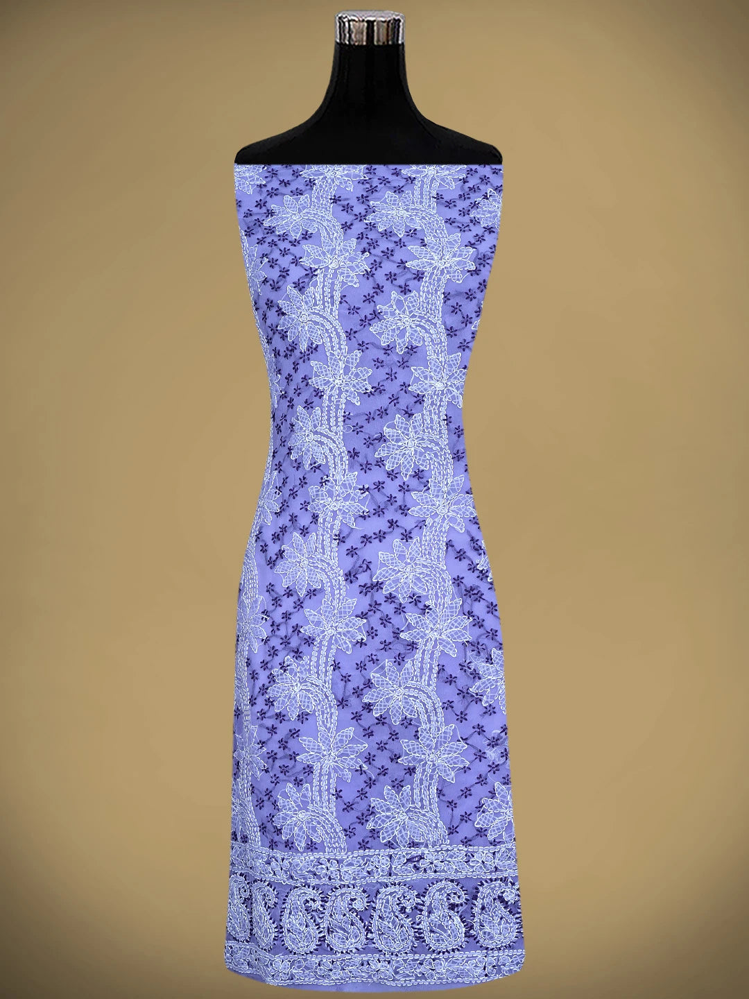 Ada Hand Embroidered Lavender Georgette Lucknowi Chikankari Unstitched Suit Piece 01A872264