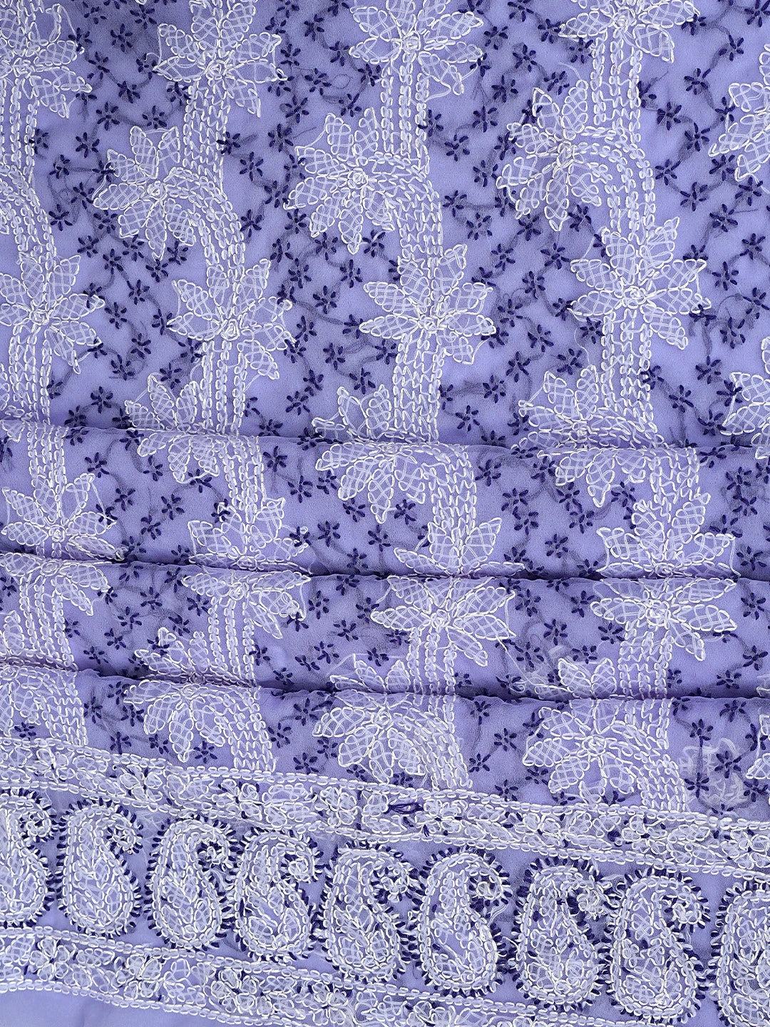 Ada Hand Embroidered Lavender Georgette Lucknowi Chikankari Unstitched Suit Piece 01A872264