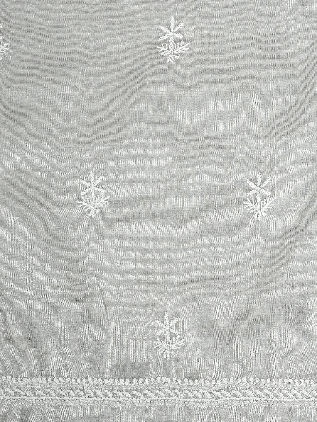 Ada Hand Embroidered Grey Tissue Lucknowi Chikankari Unstitched Kurta Dupatta Set 01A901640
