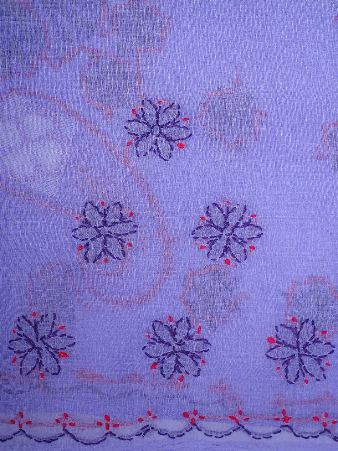 Ada Hand Embroidered Mauve Cotton Lucknowi Chikankari Saree and Blouse 01A891812