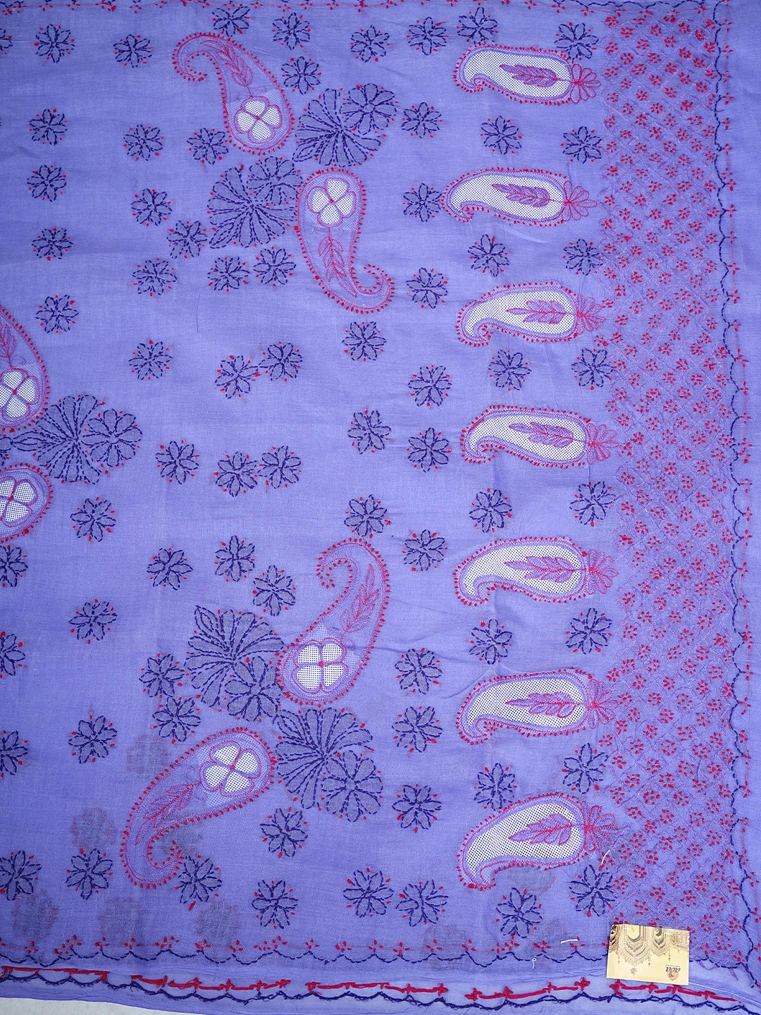 Ada Hand Embroidered Mauve Cotton Lucknowi Chikankari Saree and Blouse 01A891812