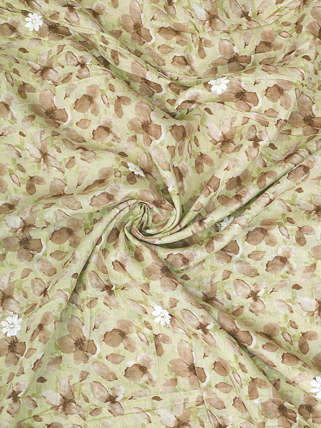 Ada Hand Embroidered Floral Printed Green Cotton Lucknowi Chikankari Unstitched Kurta Dupatta Set 01A898217