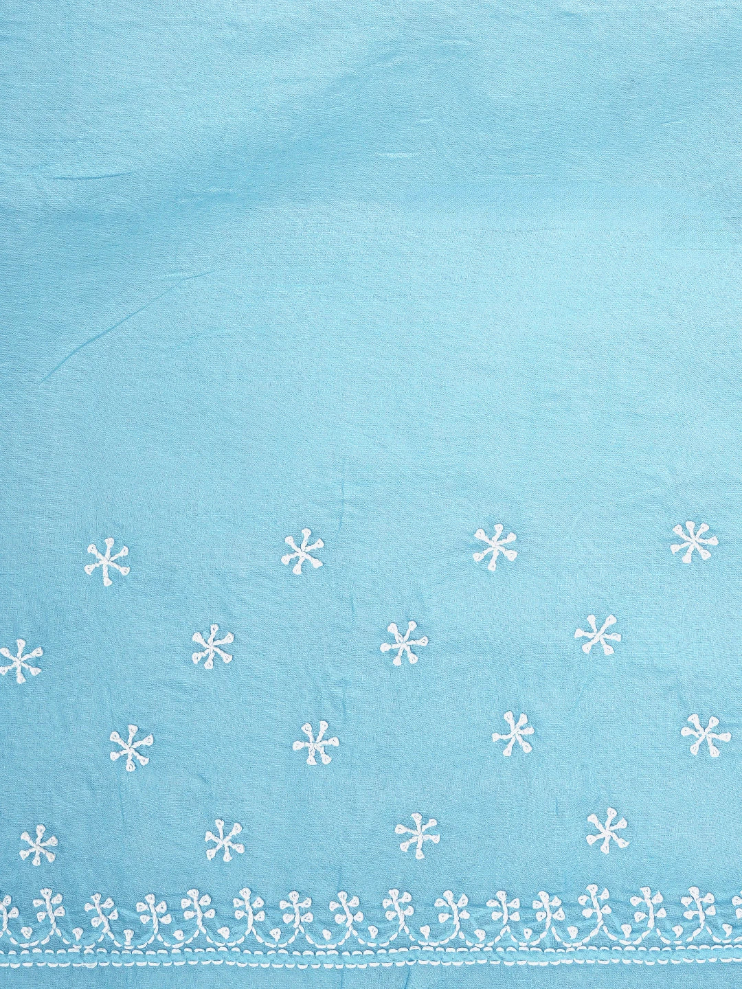 Ada Hand Embroidered Blue Cotton Lucknowi Chikankari Saree and Blouse 01A873421