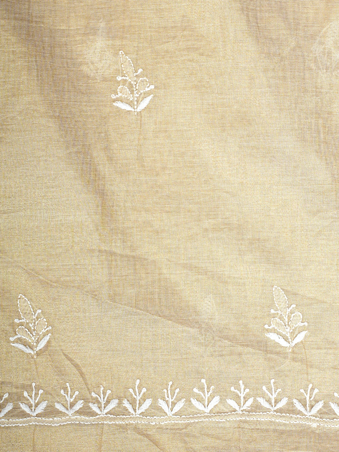 Ada Hand Embroidered Fawn Tissue Lucknowi Chikankari Unstitched Kurta Dupatta Set 01A901619