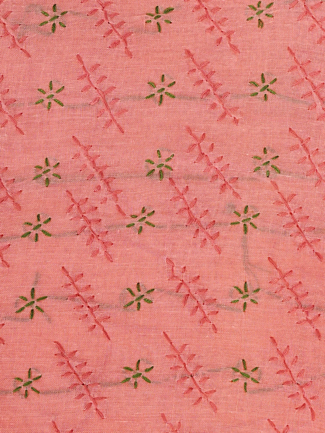 Ada Hand Embroidered Carrot Pink Cotton Lucknowi Chikankari Unstitched Suit Piece 01A893874