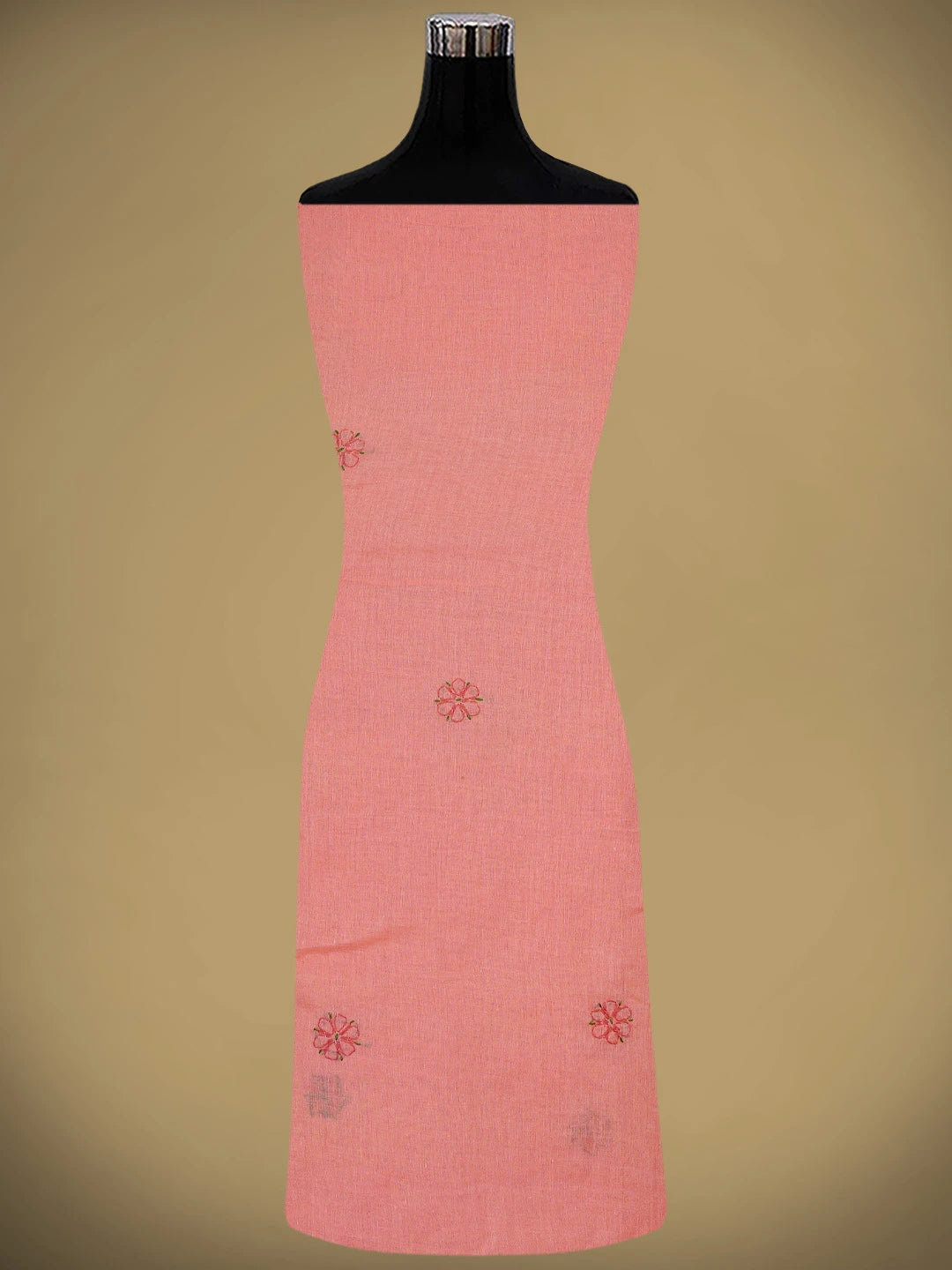 Ada Hand Embroidered Carrot Pink Cotton Lucknowi Chikankari Unstitched Suit Piece 01A893874