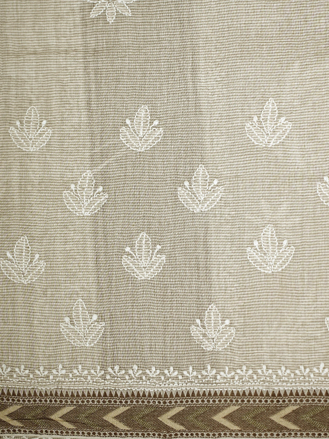 Ada Hand Embroidered Nickel Grey Kota Chanderi Lucknowi Chikankari Saree and Blouse 01A879426