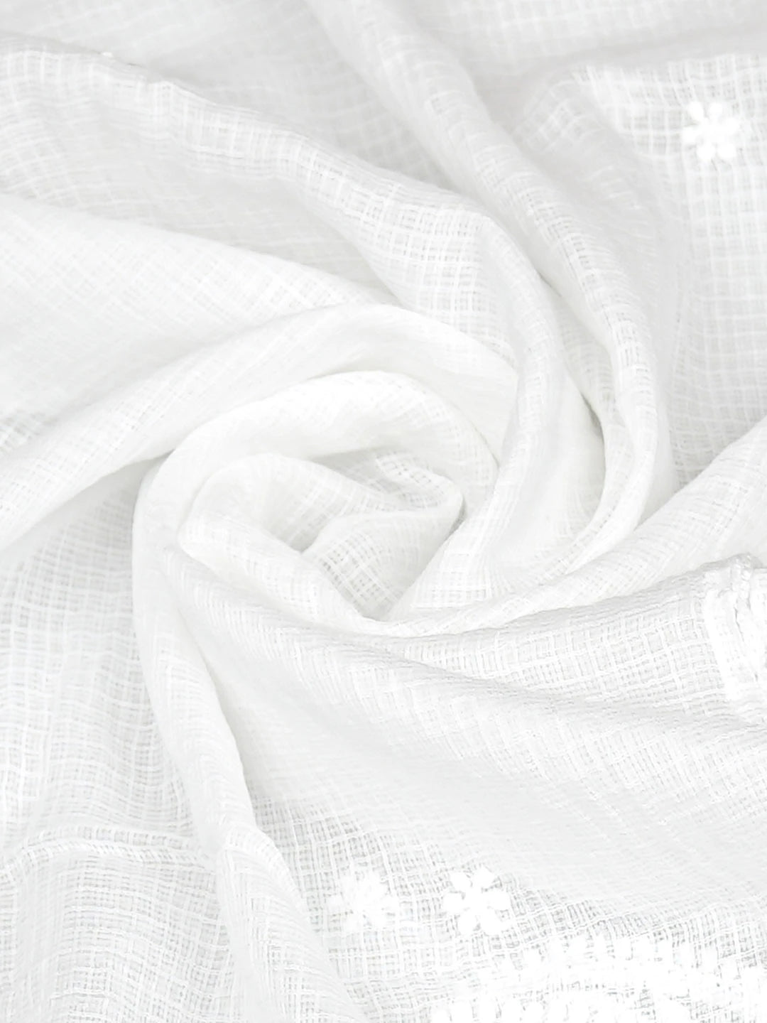 Ada Hand Embroidered White Kota Lucknowi Chikankari Dupatta 01A880116