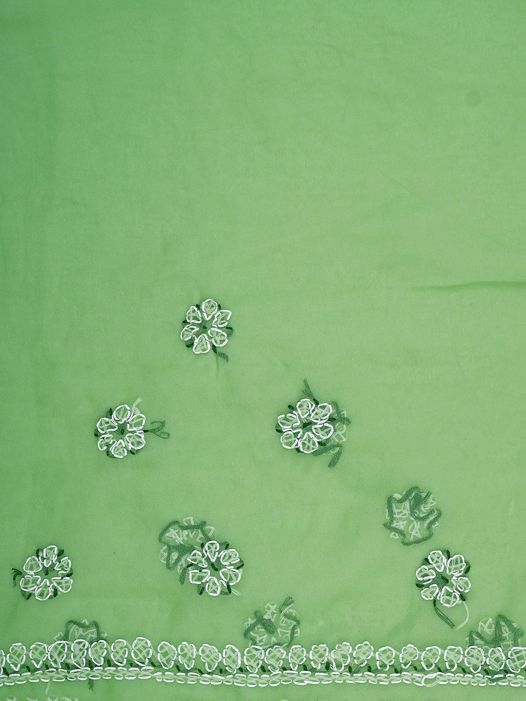 Ada Hand Embroidered Mehendi Green Georgette Lucknowi Chikankari Saree With Blouse 01A892016