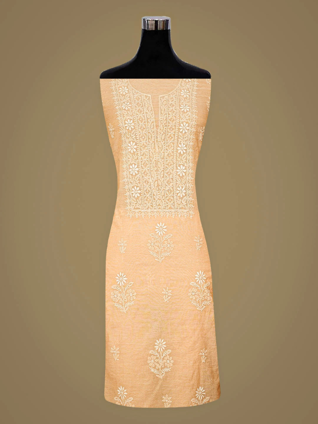 Ada Hand Embroidered Orange Chanderi Lucknowi Chikankari Kurta Dupatta Set 01A790452