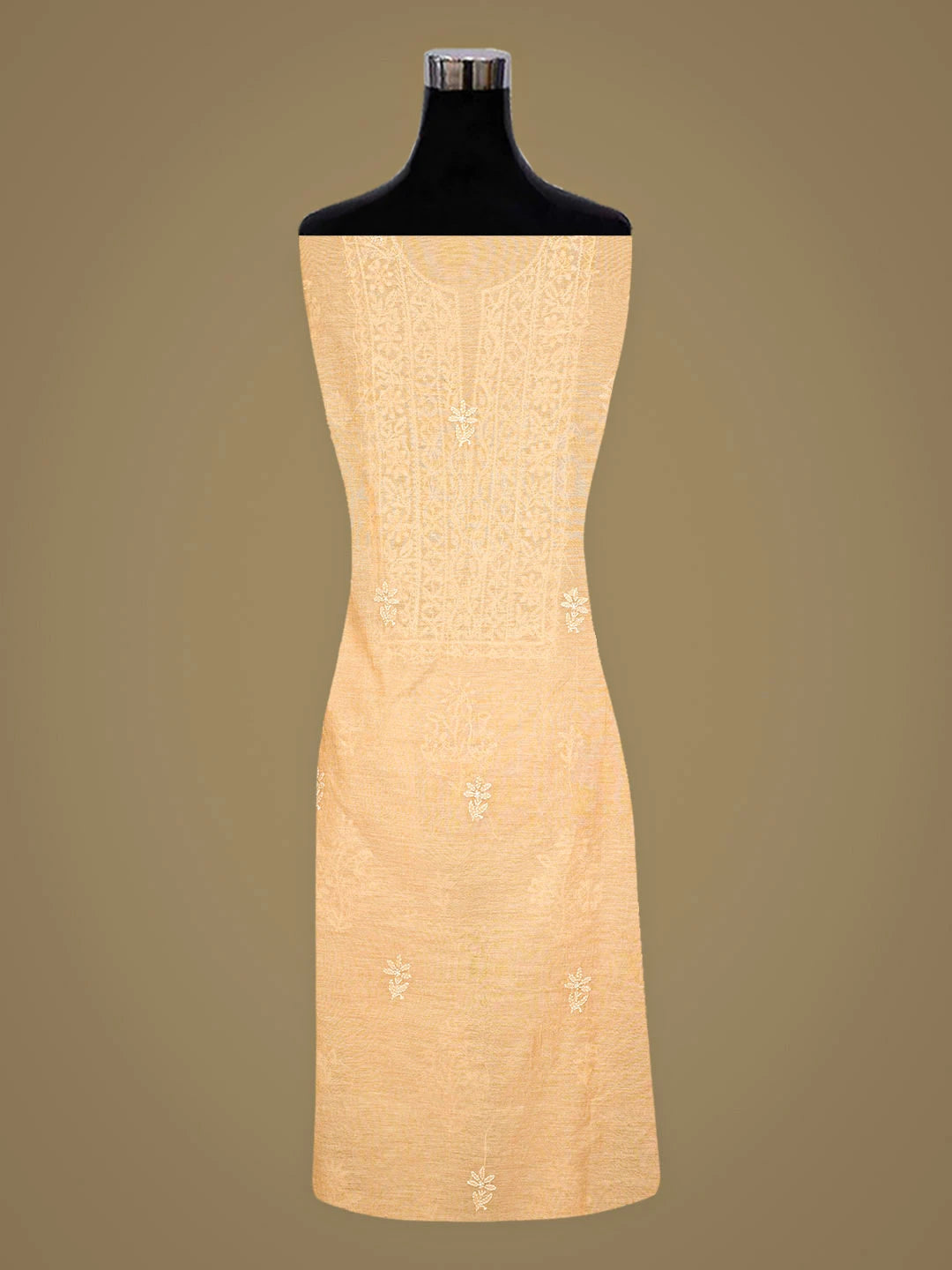 Ada Hand Embroidered Orange Chanderi Lucknowi Chikankari Kurta Dupatta Set 01A790452