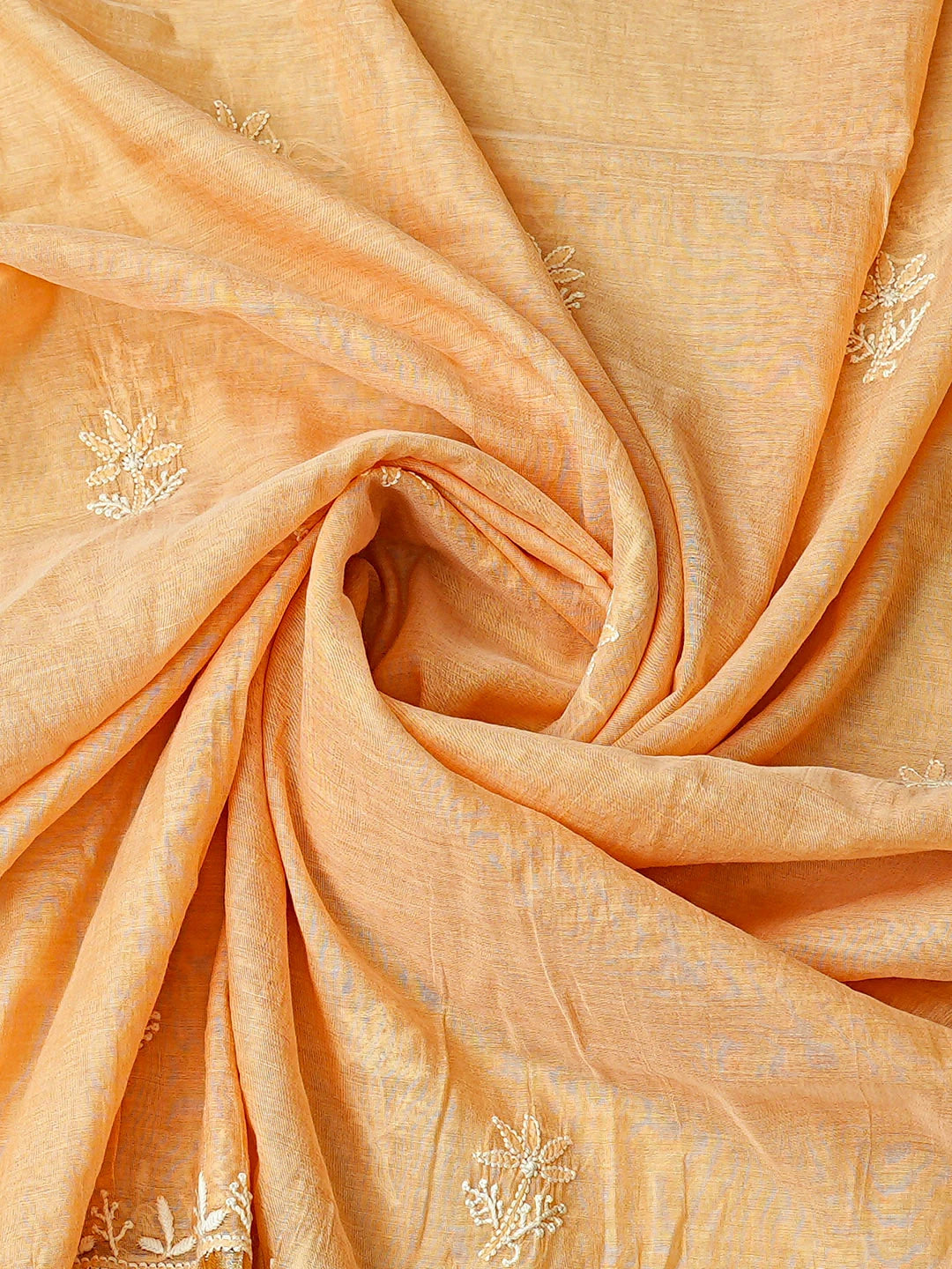 Ada Hand Embroidered Orange Chanderi Lucknowi Chikankari Kurta Dupatta Set 01A790452