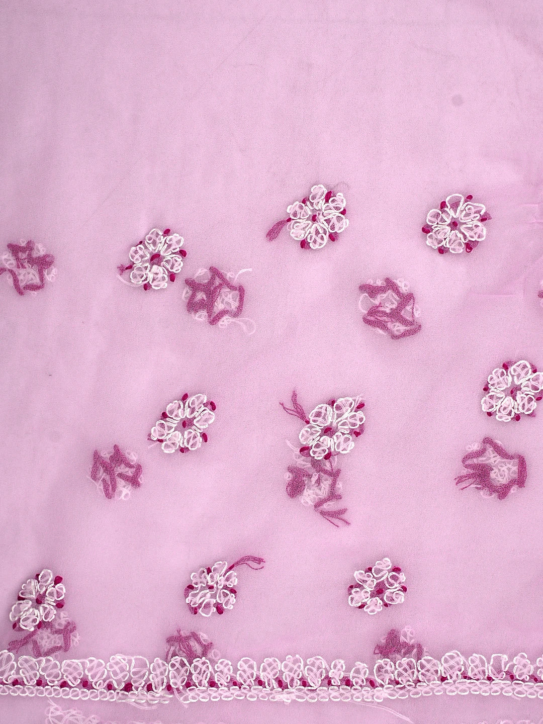 Ada Hand Embroidered Pink Georgette Lucknowi Chikankari Saree With Blouse 01A891965