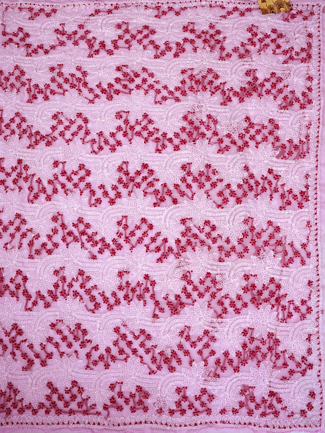 Ada Hand Embroidered Pink Georgette Lucknowi Chikankari Saree With Blouse 01A891965