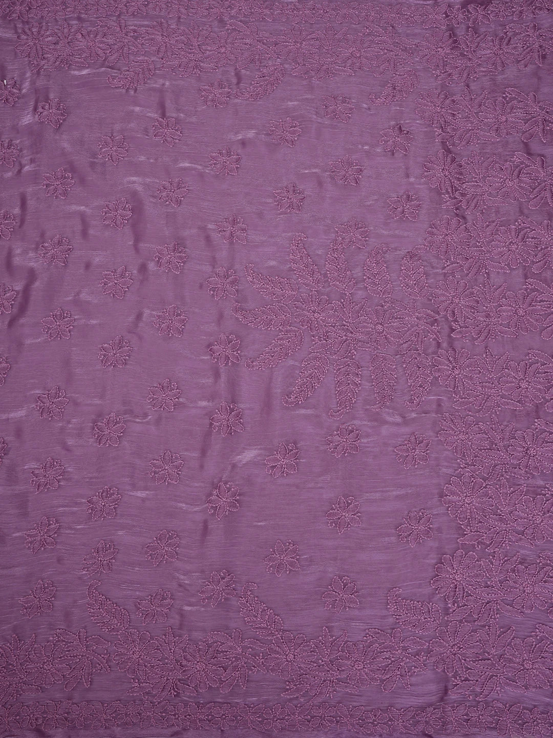 Ada Hand Embroidered Byzantium Purple Organza Lucknowi Chikankari Saree and Blouse 01A901838