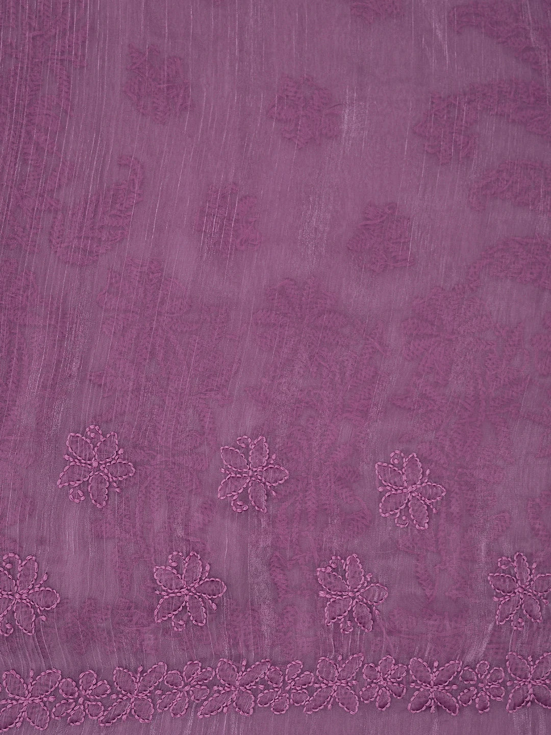 Ada Hand Embroidered Byzantium Purple Organza Lucknowi Chikankari Saree and Blouse 01A901838