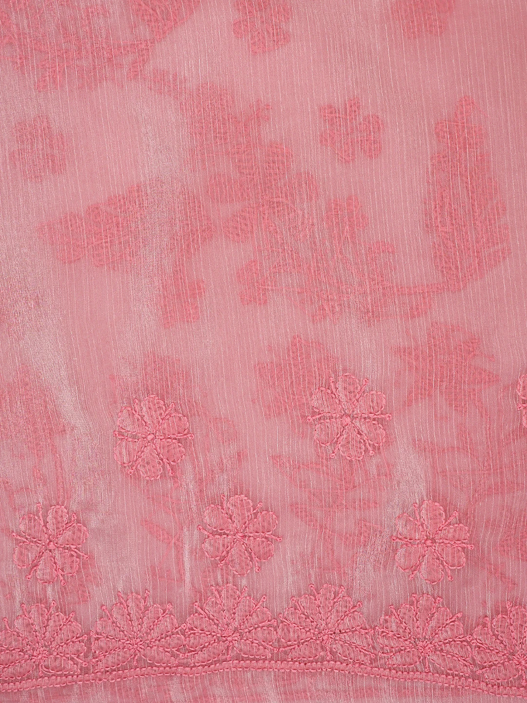 Ada Hand Embroidered Petal Rouge Pink Organza Lucknowi Chikankari Saree and Blouse 01A901847