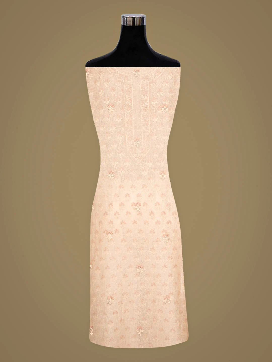 Ada Hand Embroidered Fawn Organza Lucknowi Chikankari Unstitched Kurta Dupatta Set 01A888730
