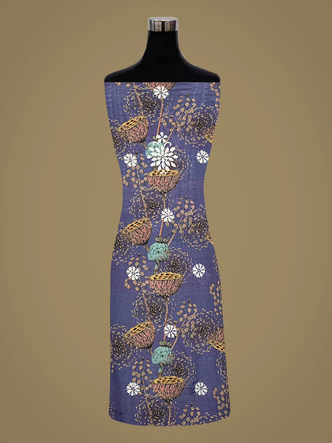 Ada Hand Embroidered Floral Printed Purple Crepe Lucknowi Chikankari Unstitched Kurta Dupatta Set 01A722849