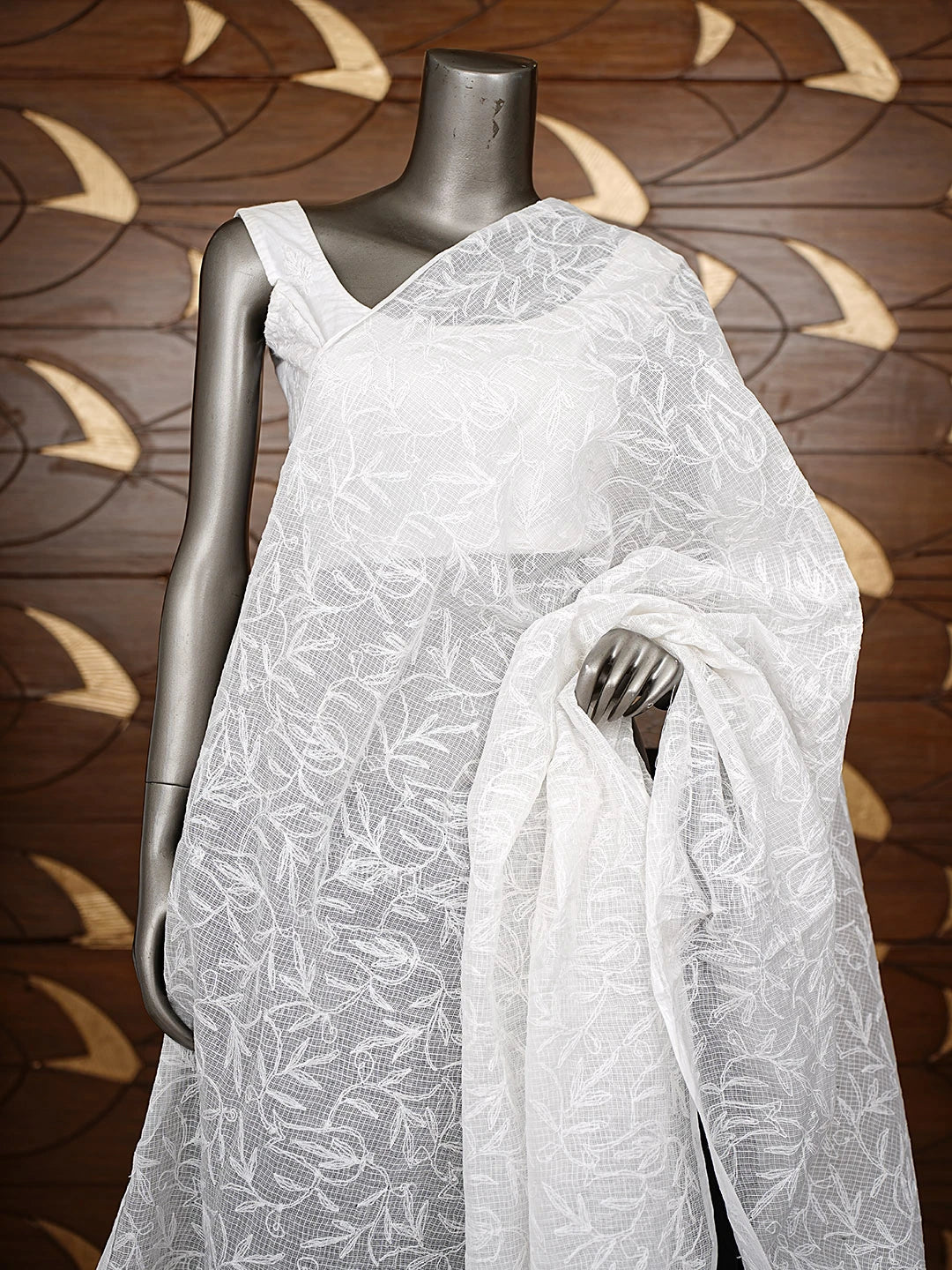 Ada Hand Embroidered White Kota Lucknowi Chikankari Dupatta 01A821021