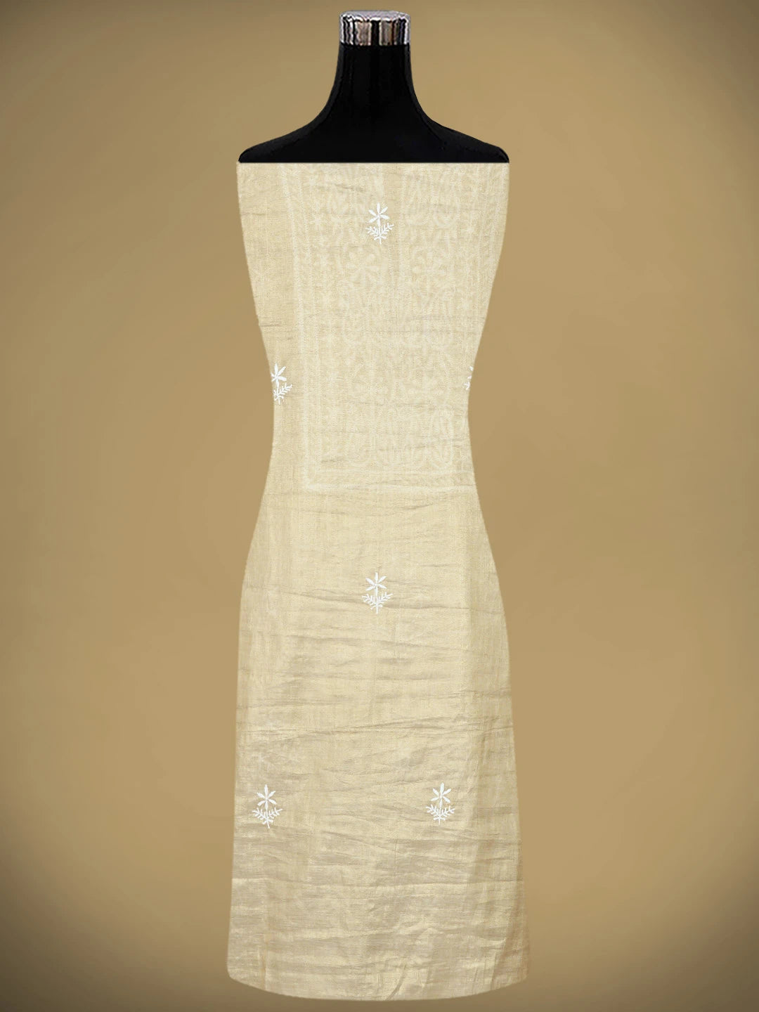Ada Hand Embroidered Fawn Tissue Lucknowi Chikankari Kurta Dupatta Set 01A901610