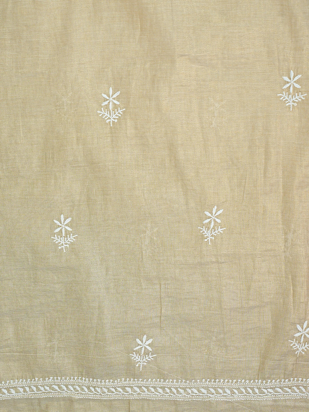 Ada Hand Embroidered Fawn Tissue Lucknowi Chikankari Kurta Dupatta Set 01A901610