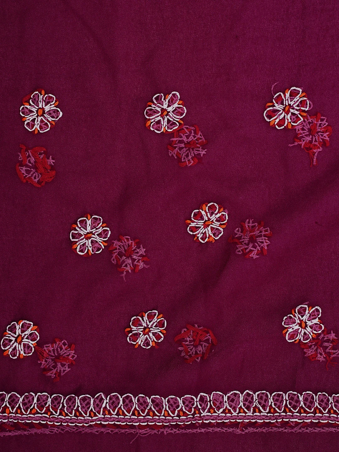 Ada Hand Embroidered Wine Georgette Lucknowi Chikankari Saree and Blouse 01A891979