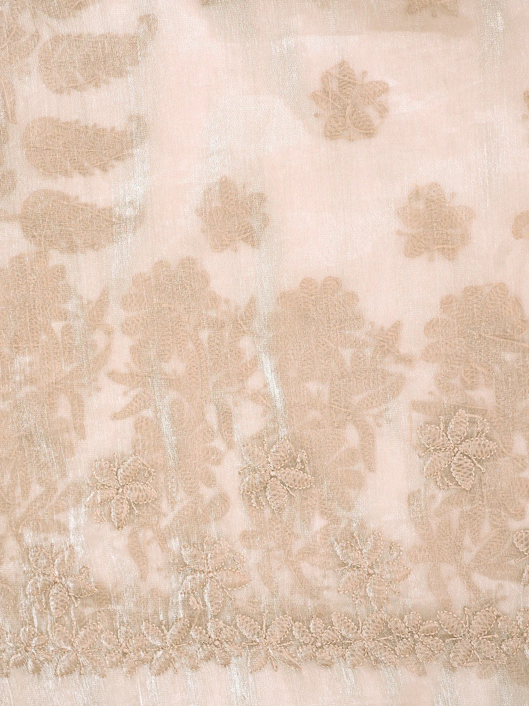 Ada Hand Embroidered Dusty Taupe Brown Organza Lucknowi Chikankari Saree and Blouse 01A901845
