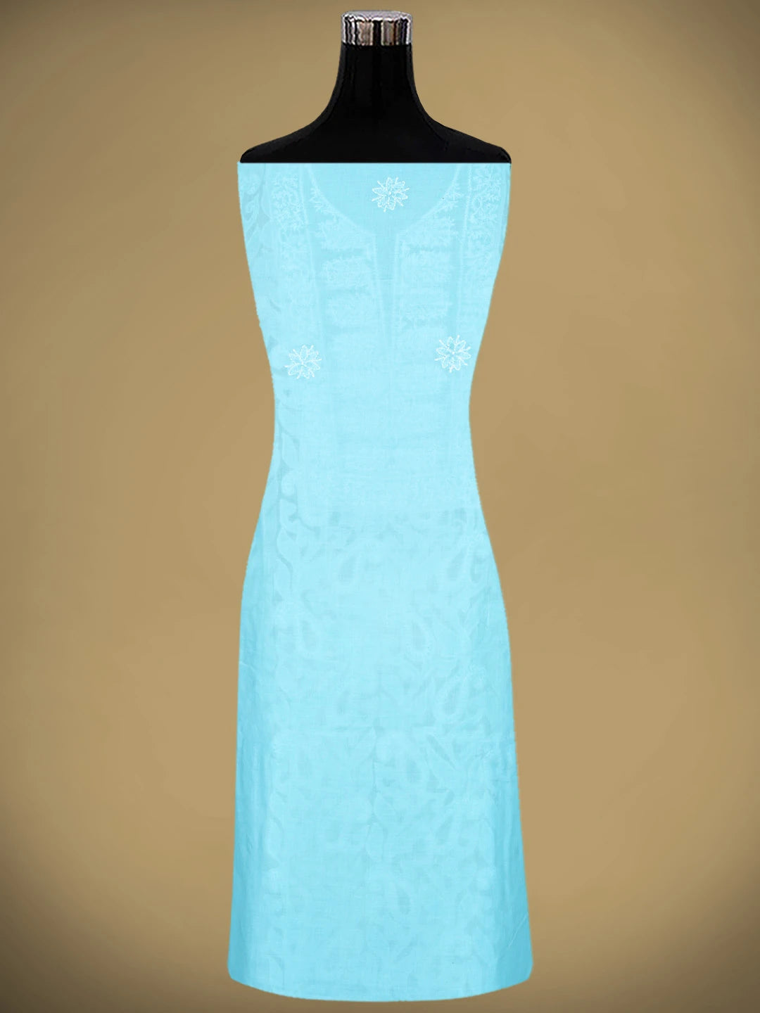 Ada Hand Embroidered Blue Cotton Lucknowi Chikankari Unstitched Suit Piece with Chiffon Dupatta 01A821964