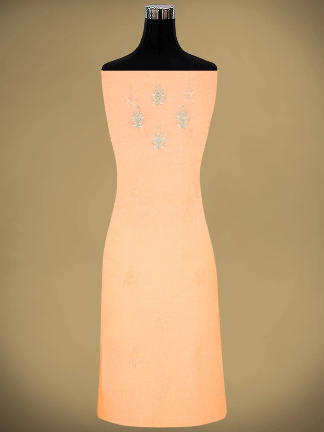 Ada Hand Embroidered Peach Cotton Lucknowi Chikankari Unstitched Suit Piece with Chiffon Dupatta 01A886787