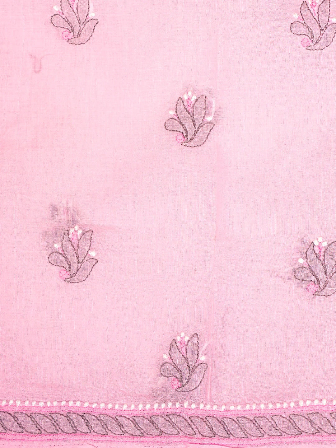 Ada Hand Embroidered Pink Cotton Lucknowi Chikankari Unstitched Suit Piece with Chiffon Dupatta 01A879471