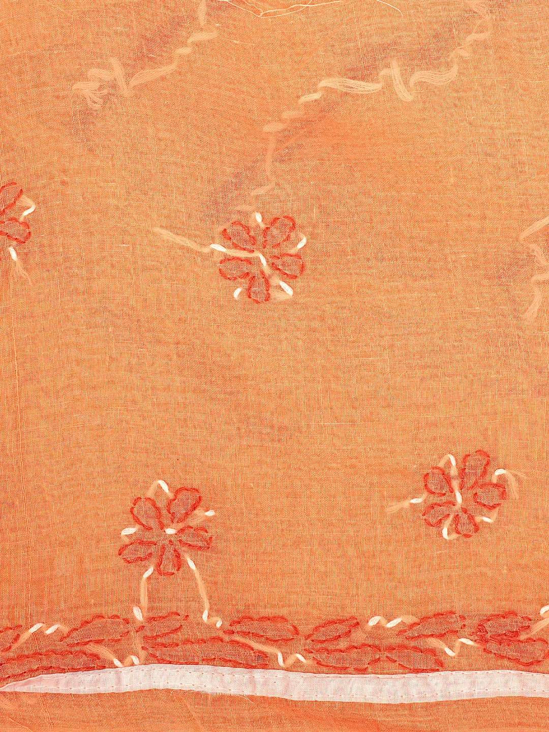 Ada Hand Embroidered Peach Cotton Lucknowi Chikankari Unstitched Suit Piece with Chiffon Dupatta 01A883232