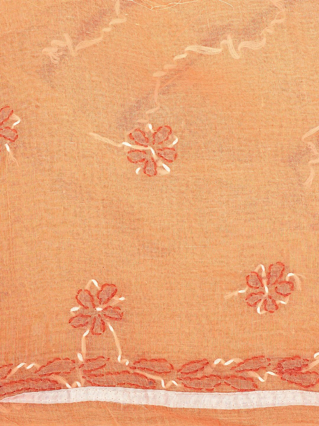 Ada Hand Embroidered Peach Cotton Lucknowi Chikankari Unstitched Suit Piece with Chiffon Dupatta 01A883232