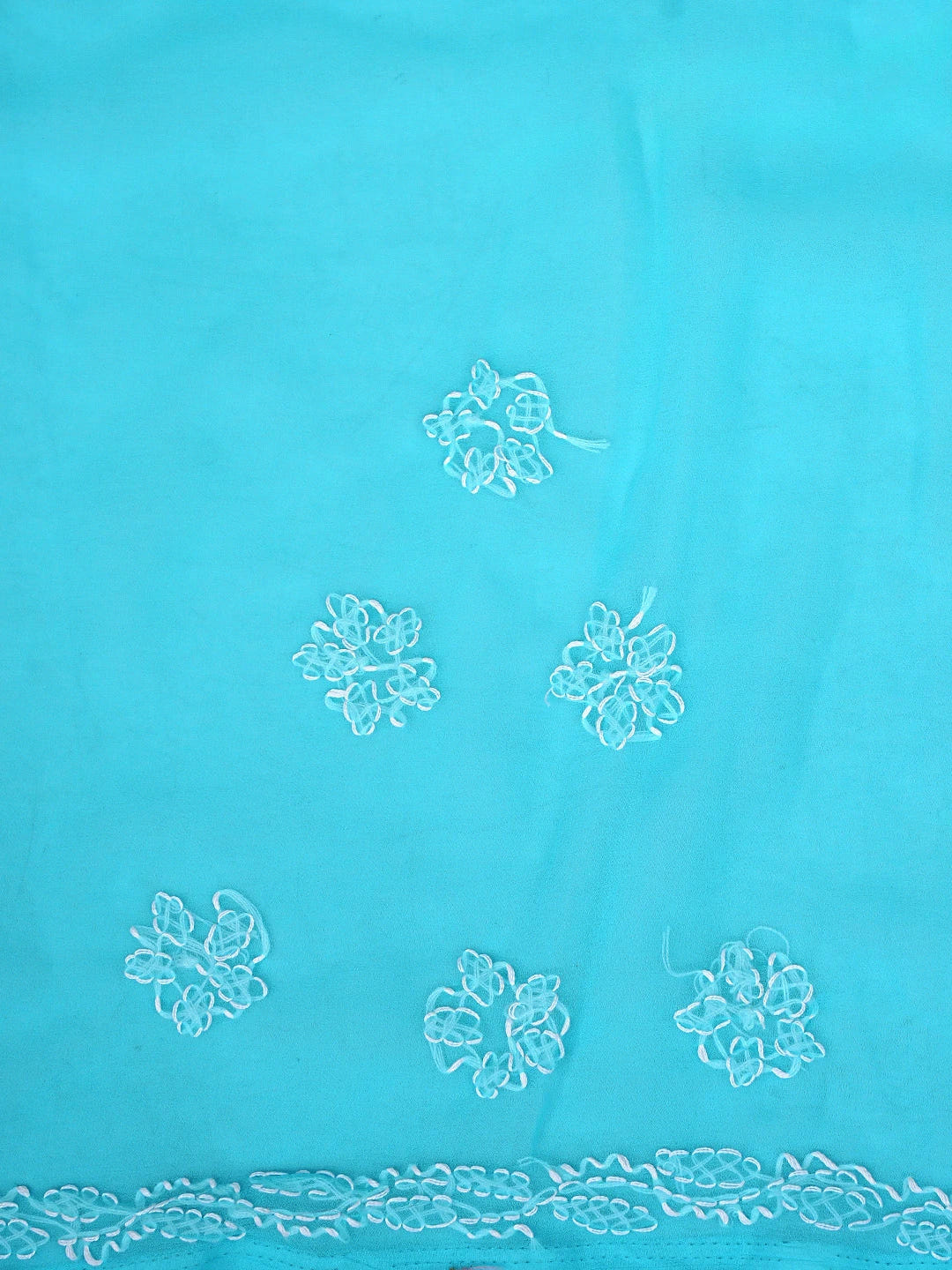 Ada Hand Embroidered Blue Georgette Lucknowi Chikankari Saree and Blouse 01A905430