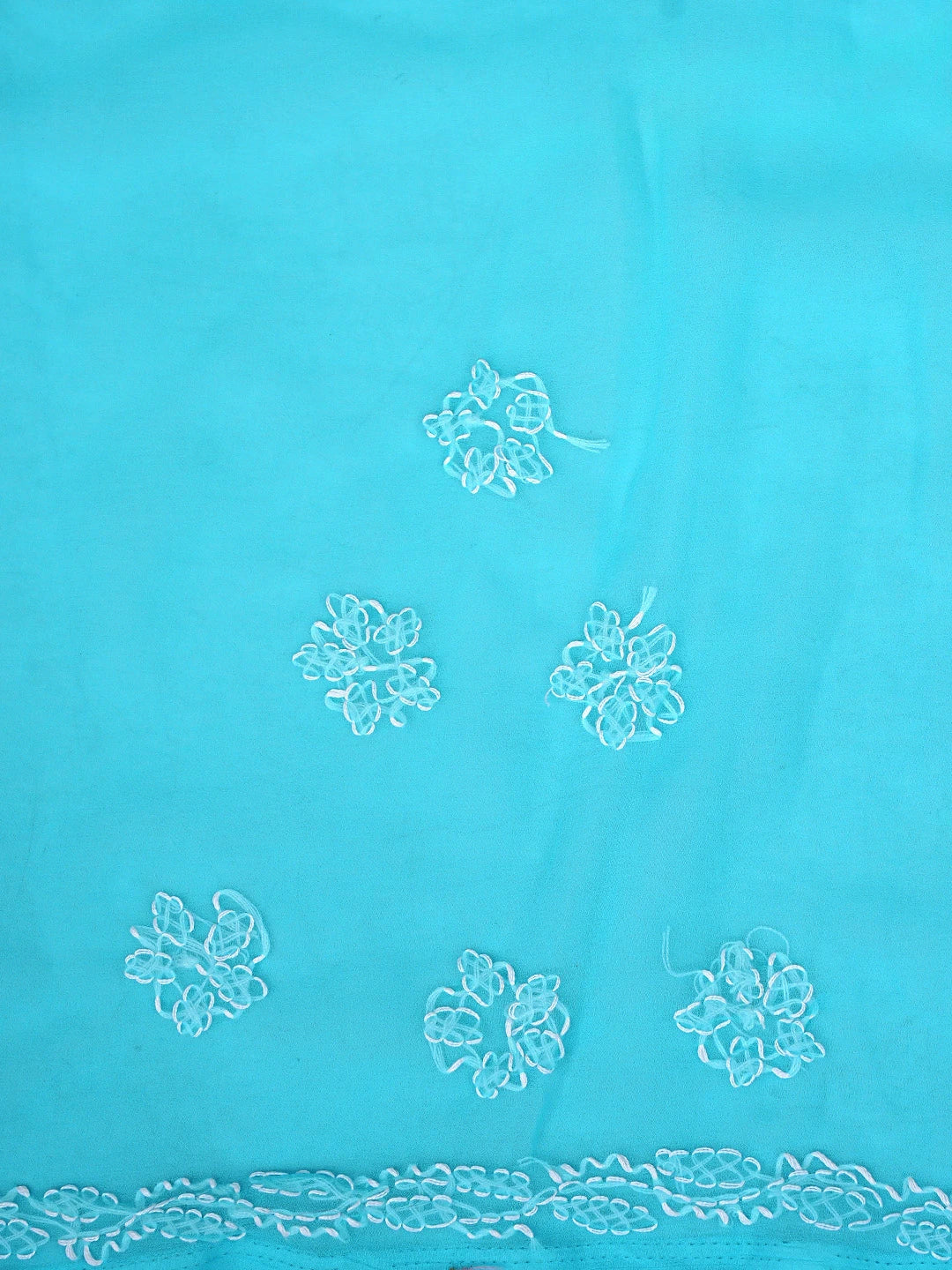 Ada Hand Embroidered Blue Georgette Lucknowi Chikankari Saree and Blouse 01A905430