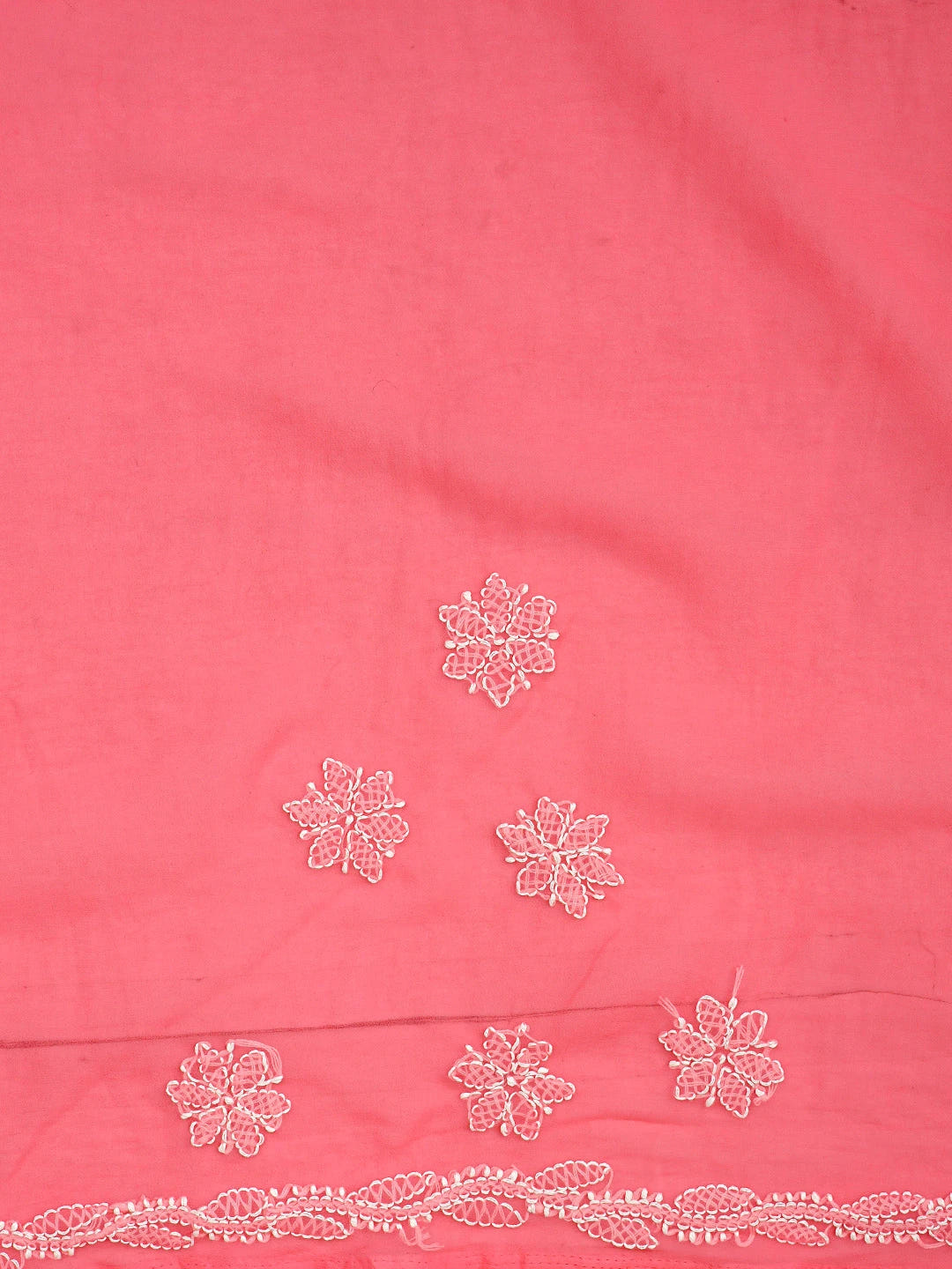 Ada Hand Embroidered Carrot Pink Georgette Lucknowi Chikankari Saree and Blouse 01A905438