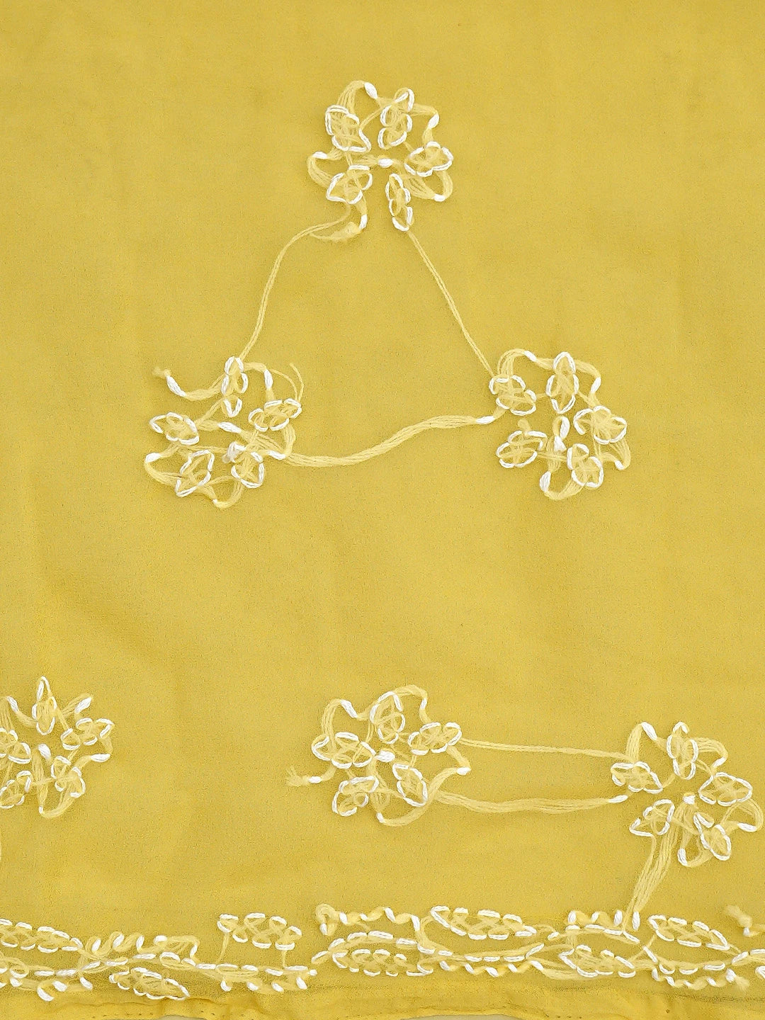 Ada Hand Embroidered Mustard Georgette Lucknowi Chikankari Saree and Blouse 01A905432