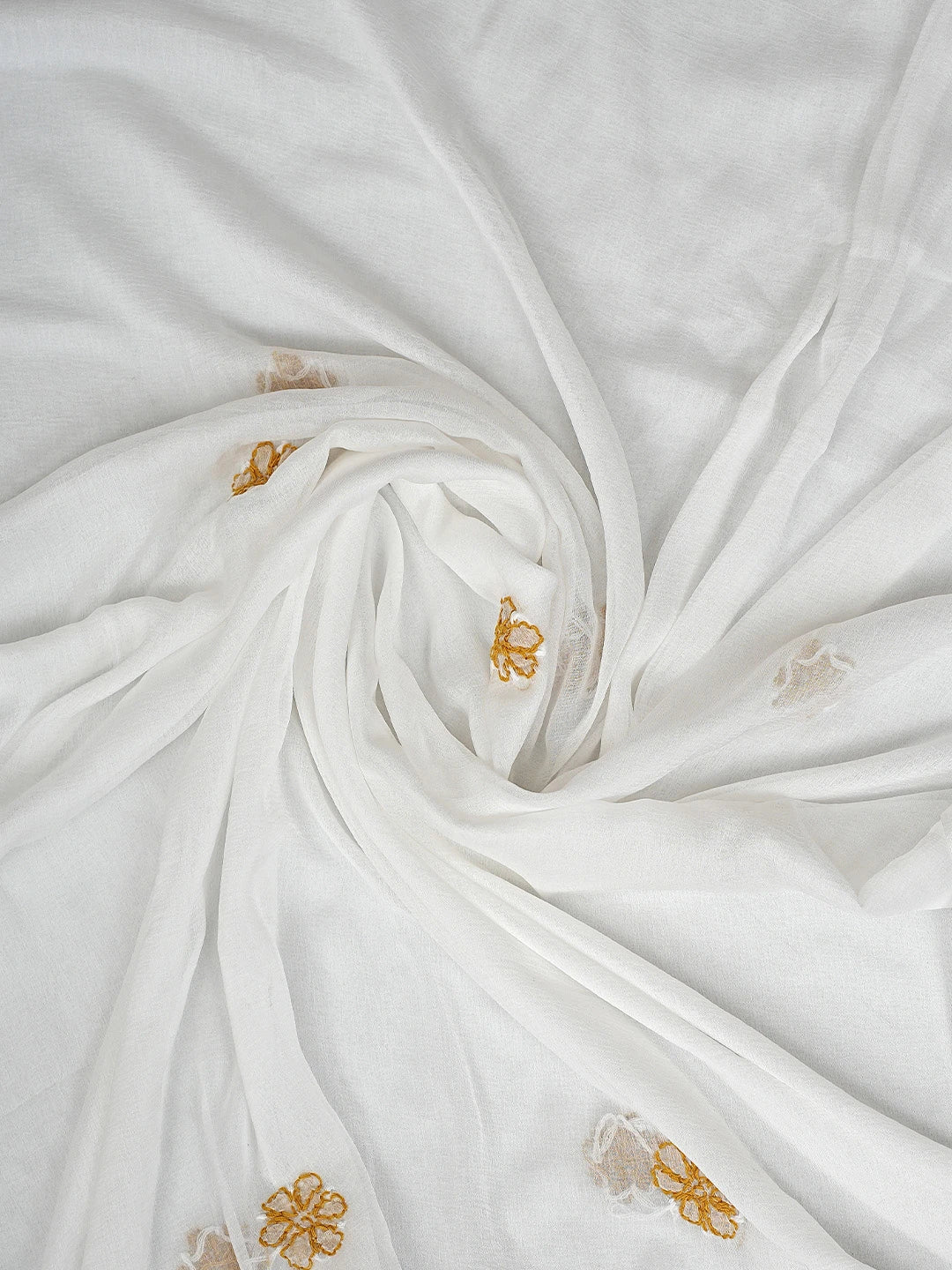 Ada Hand Embroidered Fawn Cotton Lucknowi Chikankari Unstitched Suit Piece with Chiffon Dupatta 01A883235