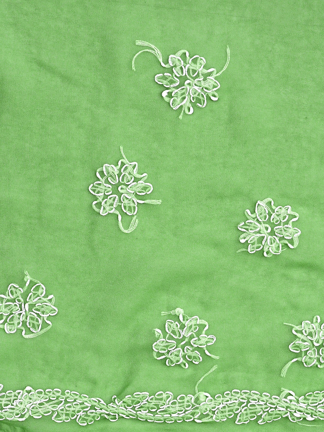 Ada Hand Embroidered Forestgreen Georgette Lucknowi Chikankari Saree and Blouse 01A905454