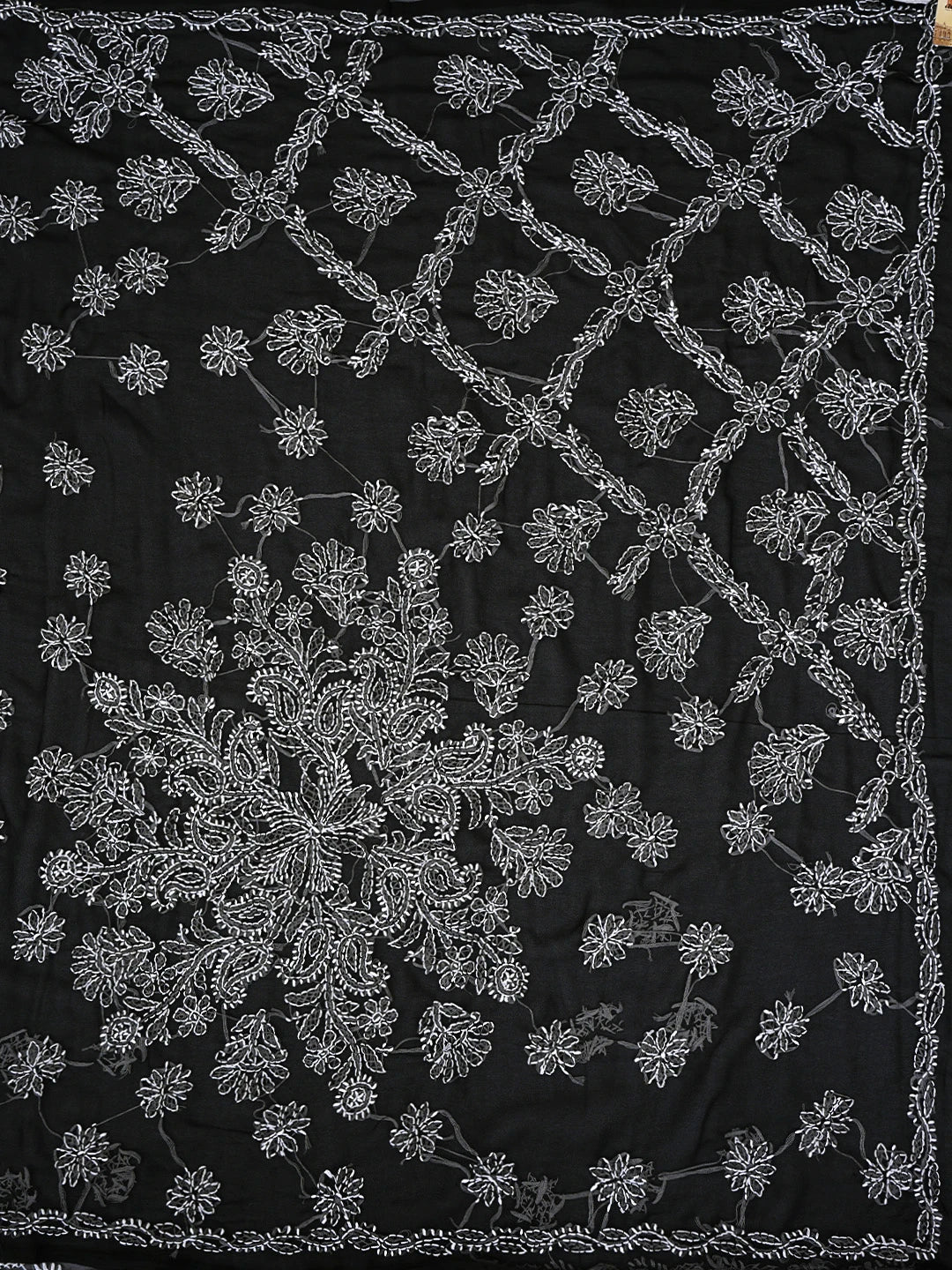 Ada Hand Embroidered Black Georgette Lucknowi Chikankari Saree and Blouse 01A905472