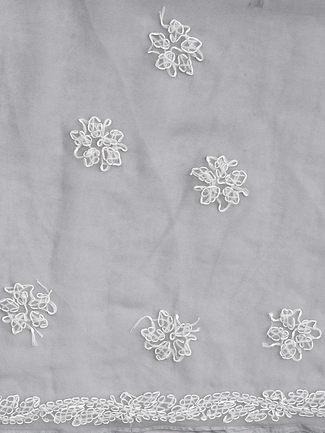 Ada Hand Embroidered Grey Georgette Lucknowi Chikankari Saree and Blouse 01A905479