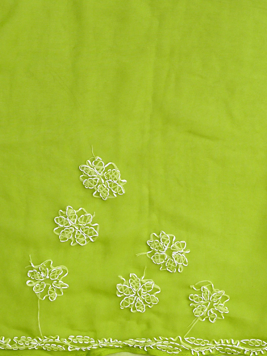 Ada Hand Embroidered Yellowgreen Georgette Lucknowi Chikankari Saree and Blouse 01A905462