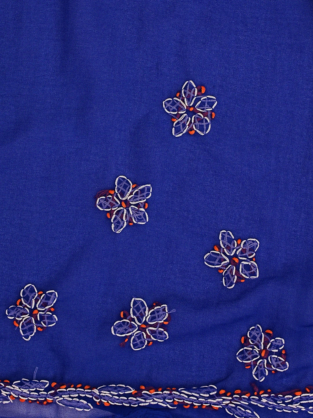 Ada Hand Embroidered Blue Georgette Lucknowi Chikankari Saree and Blouse 01A905481