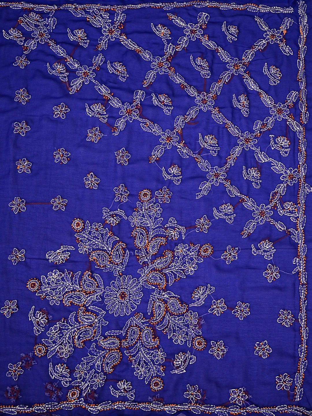 Ada Hand Embroidered Blue Georgette Lucknowi Chikankari Saree and Blouse 01A905481
