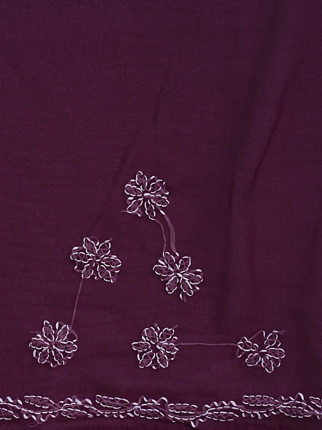 Ada Hand Embroidered Wine Georgette Lucknowi Chikankari Saree and Blouse 01A905447