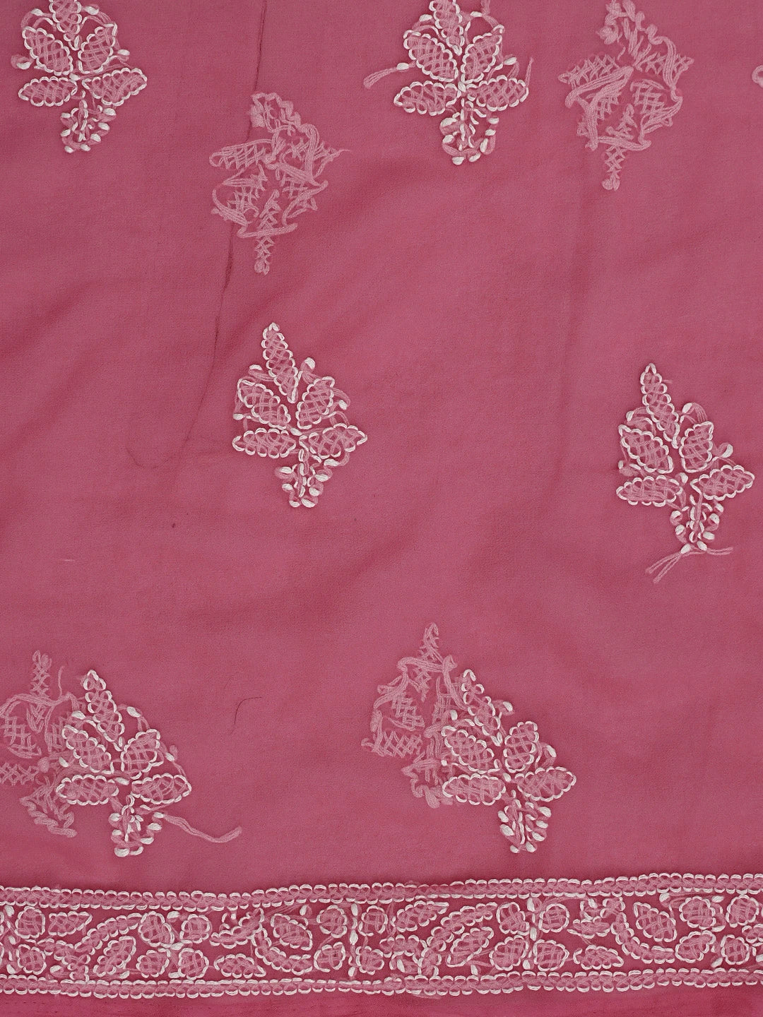 Ada Hand Embroidered Magenta Georgette Lucknowi Chikankari Unstitched Suit Piece 01A905881