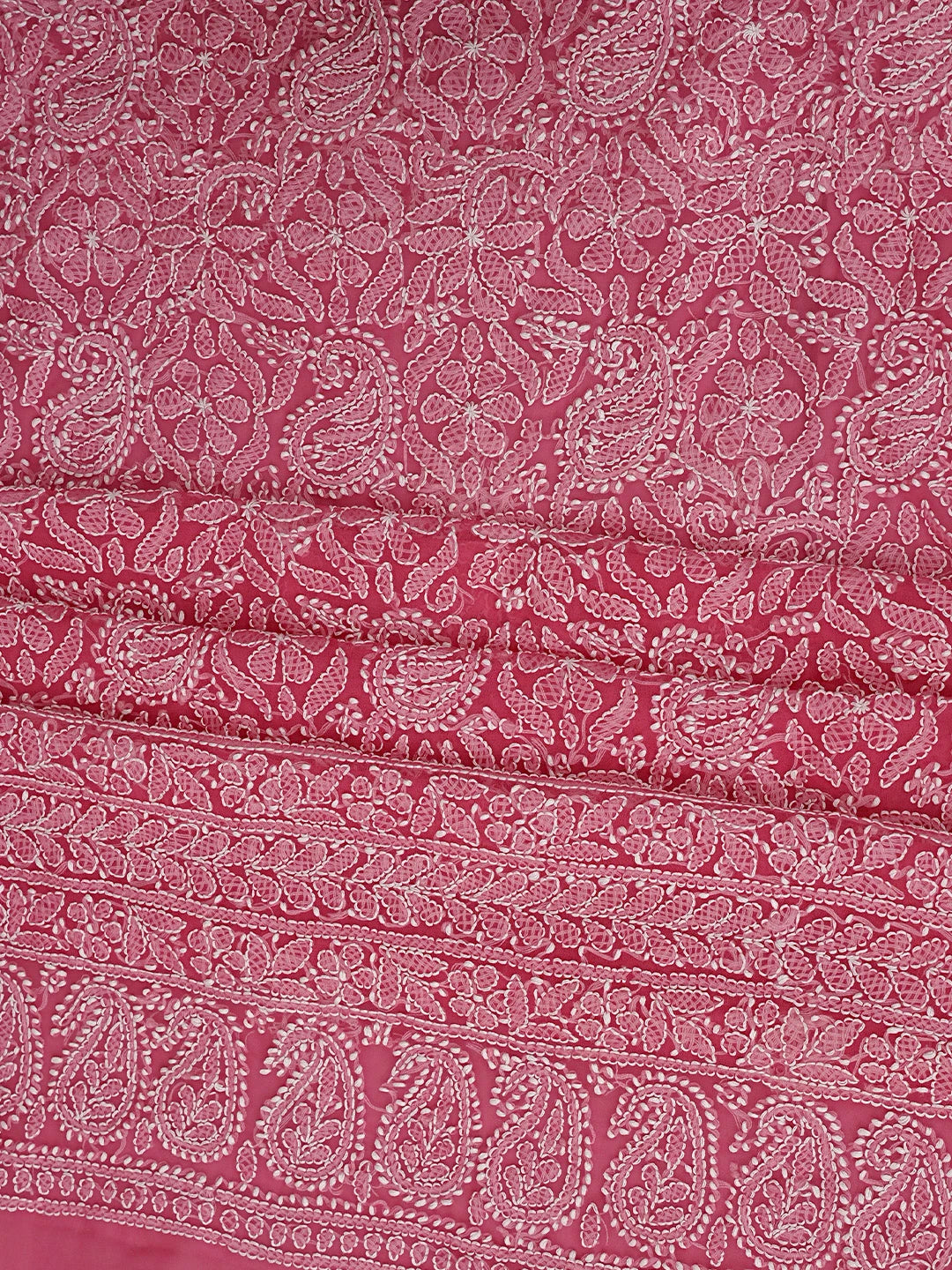 Ada Hand Embroidered Magenta Georgette Lucknowi Chikankari Unstitched Suit Piece 01A905881