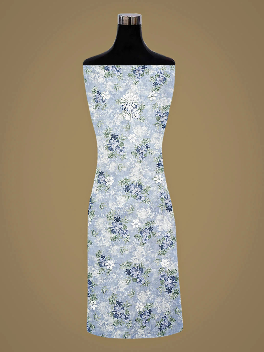 Ada Hand Embroidered  Floral Printed Blue Cotton Lucknowi Chikankari Unstitched Kurta Dupatta Set 01A898205