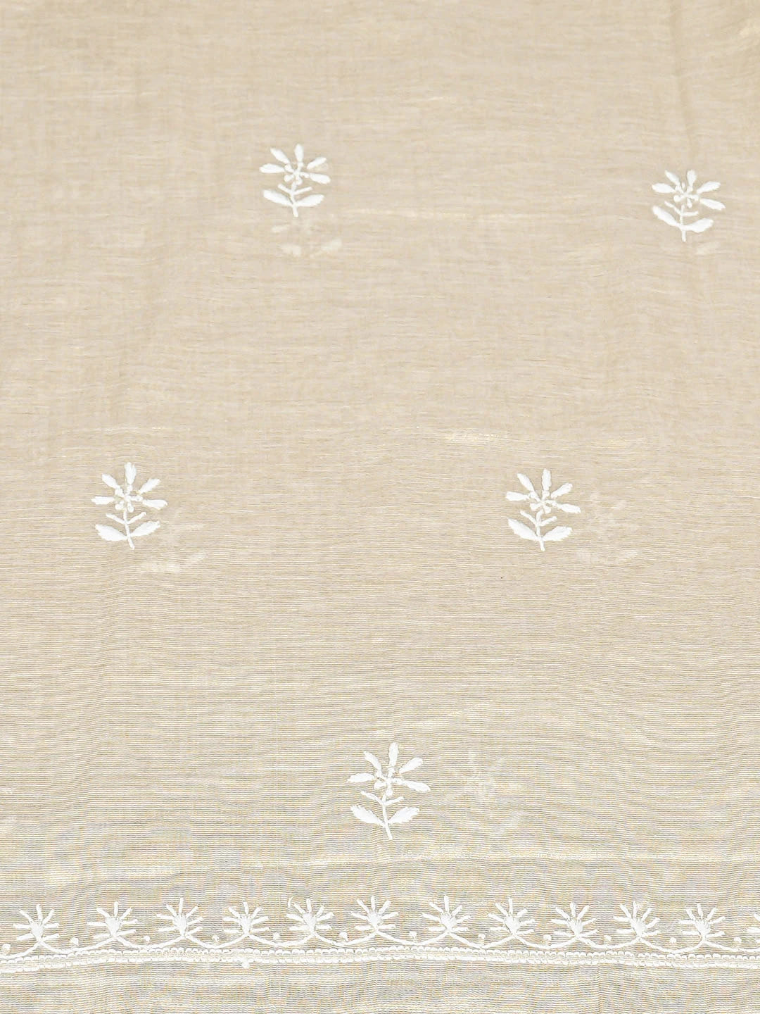 Ada Hand Embroidered Fawn Tissue Lucknowi Chikankari Unstitched Kurta Dupatta Set 01A901603