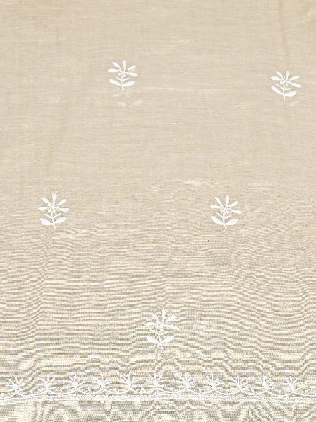 Ada Hand Embroidered Fawn Tissue Lucknowi Chikankari Unstitched Kurta Dupatta Set 01A901603